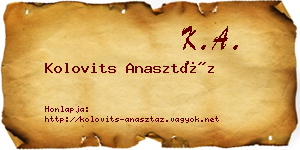 Kolovits Anasztáz névjegykártya